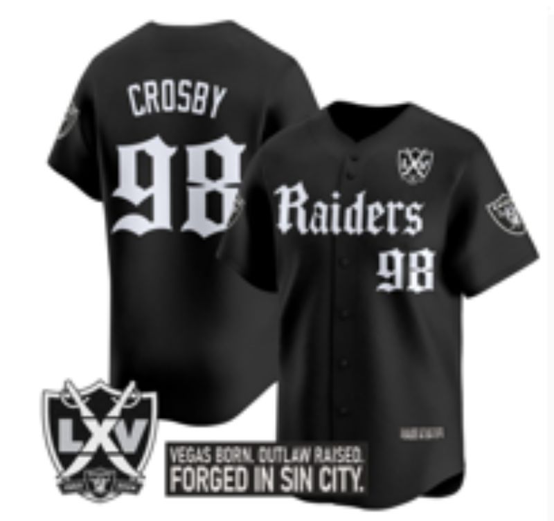 Men 2025 Oakland Raiders #98 Crosby Black 6th generation Joint Name Nike Limited NFL Jersey style 06